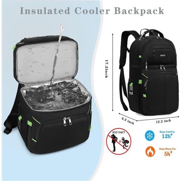 Insulated Cooler Backpack,Double Deck Leakproof Cooler Bag, Insulated Backpack - Picture 5 of 7